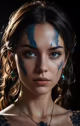 a woman with blue paint on her face