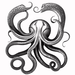 an octopus is depicted with an intricate spiral design