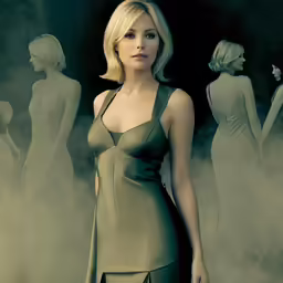 a very attractive woman standing in the fog