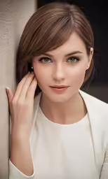 a woman with a white dress and a tie and dress