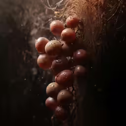 a bunch of grapes hanging from a vine