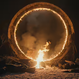 there is a fire ring on the ground