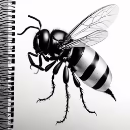 the bee flies spiral notebook on a white surface