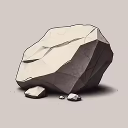 the rock sits in front of a gray background