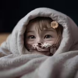 a small child with a scrunch on her face