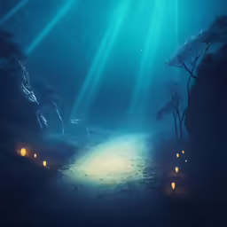 a path that is surrounded by candles in the night