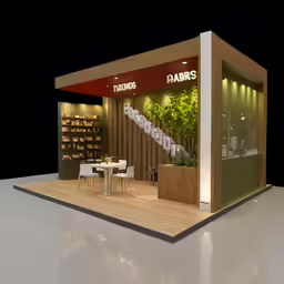 an exhibit booth for wineries and bars with plants
