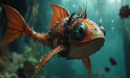 closeup of fish in aquarium with underwater scene