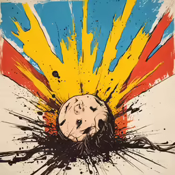 a piece of art with different colored designs