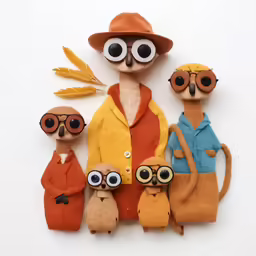 a group of little animals with sunglasses and hats