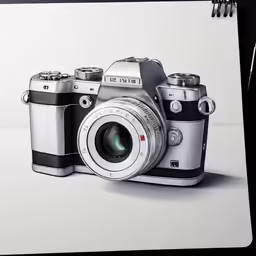 an drawing of a camera on a notebook