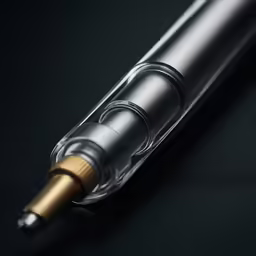 closeup of a black ballpoint pen on a dark background