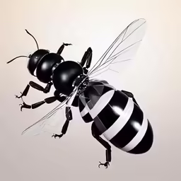 two bees are flying together with one another