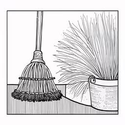 a broom in the floor with dust