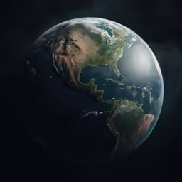 an image of earth in the dark with steam rising up