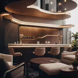 an elegant living room is set up with modern furniture