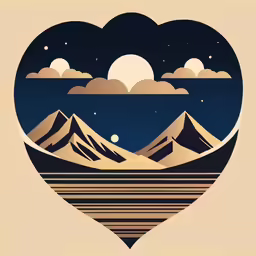 the mountains with clouds and stars over them