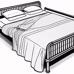 a black and white picture of a bed with no sheets on it