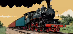 an old style train sits on the track next to a forest,a very nice looking train on some tracks