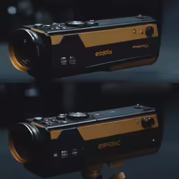 the action camera has a tripod attached to it