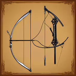 the picture shows an arrow in the shape of a bow and arrow tip,a drawing of the archery bow, arrow and arrows