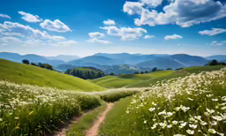 view of mountains in the distance and a dirt path leading towards them