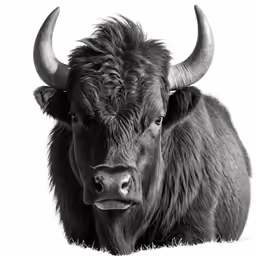 a very close up picture of a horned animal