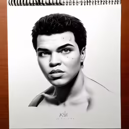 a drawing of a person wearing underwear and looking at the camera