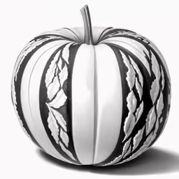 a large ornamentally designed pumpkin on white