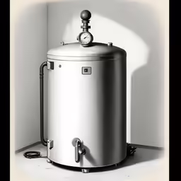 a white water heater with thermostaer running