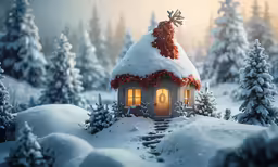 this is a small house with a large tree on it