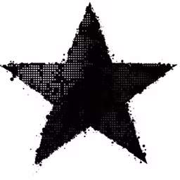 black and white dotted star with text reading all things