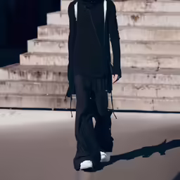 a man walks down the runway at the given fall winter 2011 fashion show