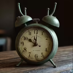 an old style alarm clock on a wooden table