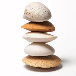 stacks of rocks with various colored ones