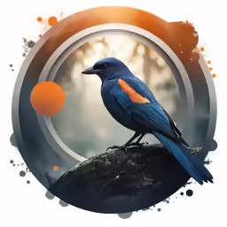a small bird with an orange on the top sitting on a rock