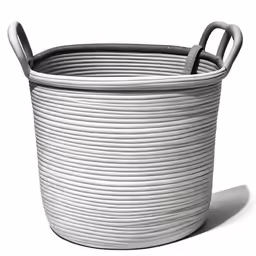 white plastic storage tub with metal handle