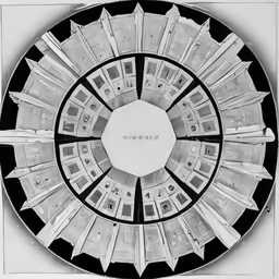 an old diagram shows a circular structure with several floors