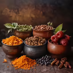 the assortment of ingredients is placed on the table