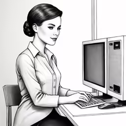 a woman working on her computer drawing