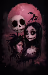 a painting of two people standing next to each other