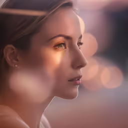 a woman is looking at the window with an intense look on her face