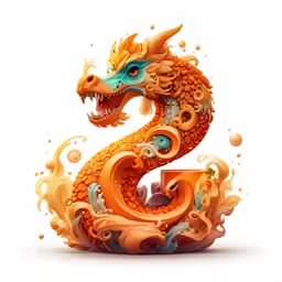 an orange dragon with a large blue nose