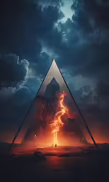 an image of a triangular triangle with flames burning in it