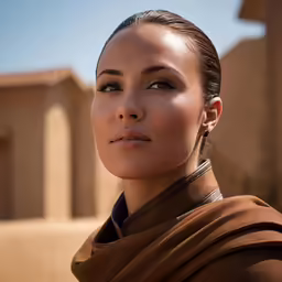 an image of a woman with long earrings on