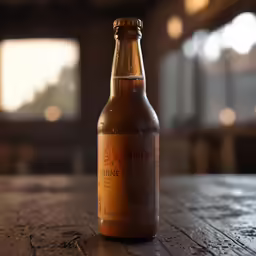 a beer bottle with some food on the top of it