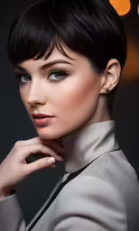 woman with short hair and a suit jacket