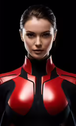 a beautiful woman wearing black and red