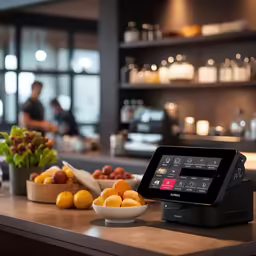 an appliance sitting on top of a counter with various types of fruit
