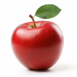 a apple with green leaf on top